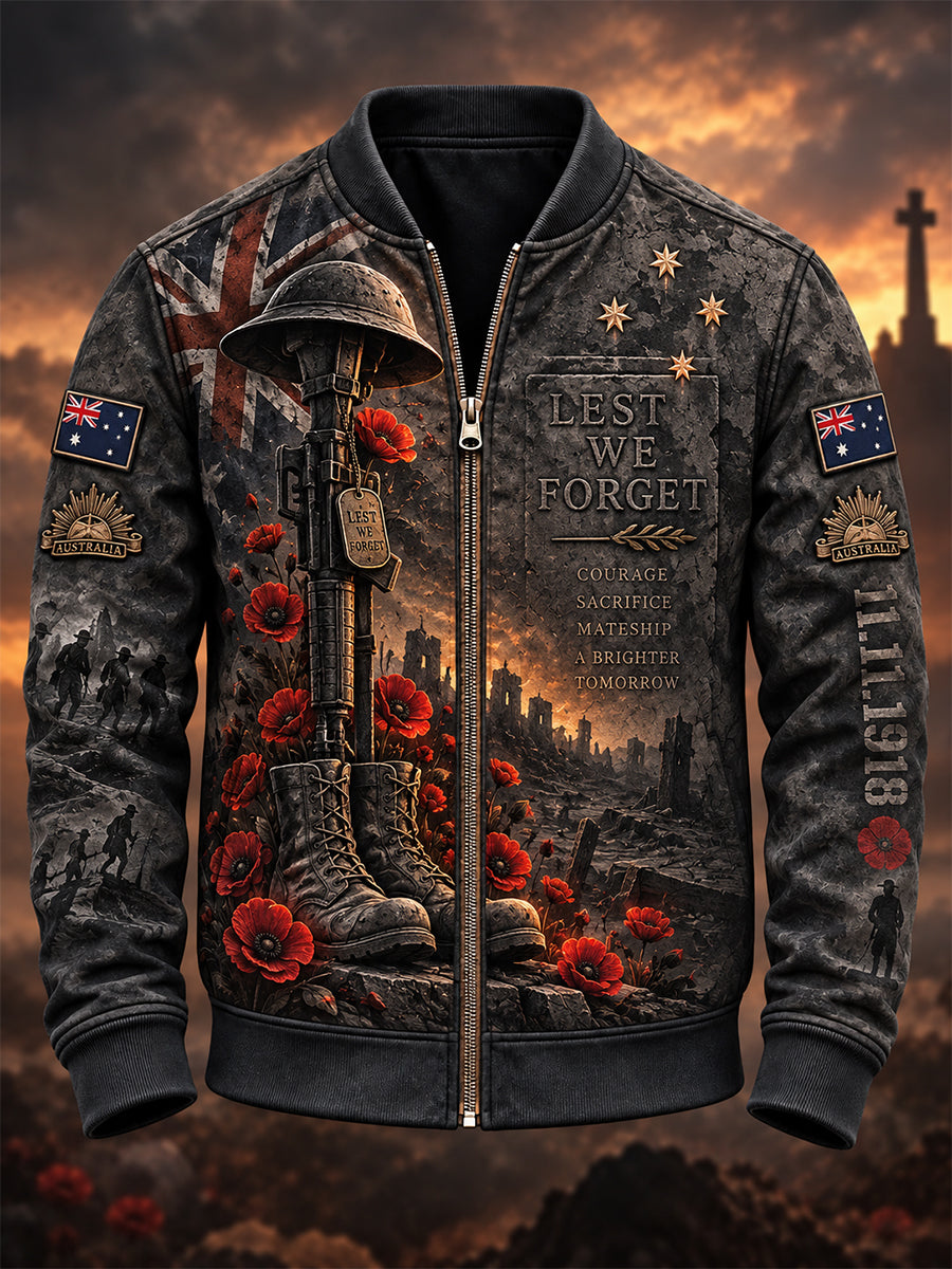 Men's Remembrance Day In Australia Zipper Jacket