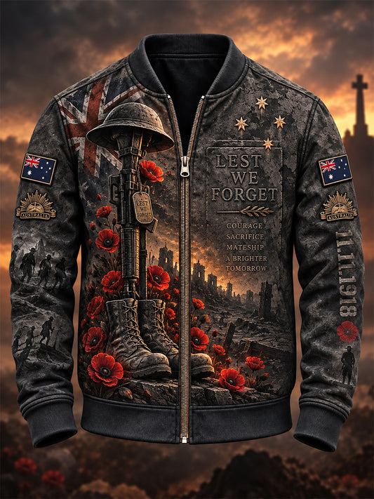 Men's Remembrance Day In Australia Zipper Jacket