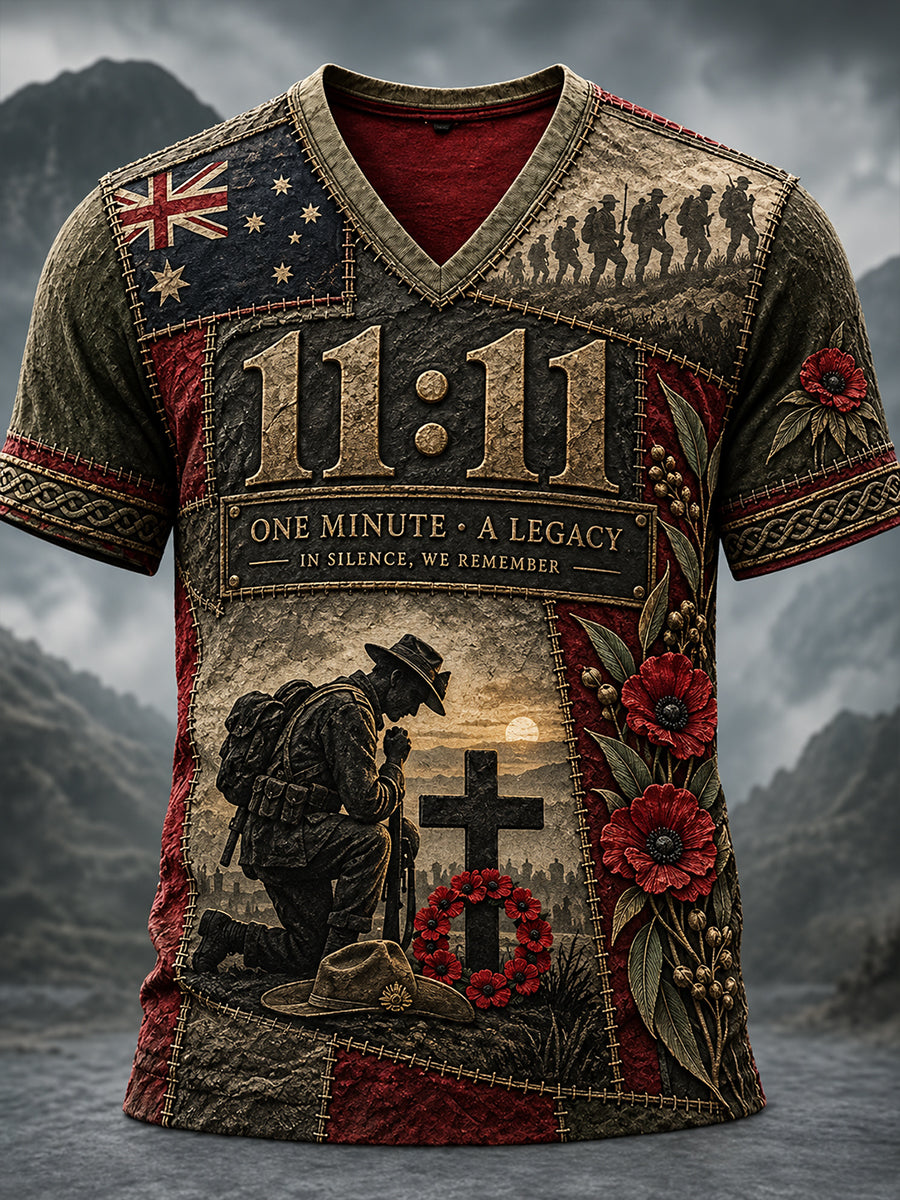 Men's Australian Veteran Remembrance Day V-neck T-shirt