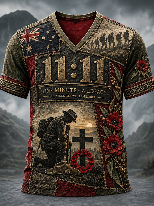 Men's Australian Veteran Remembrance Day V-neck T-shirt