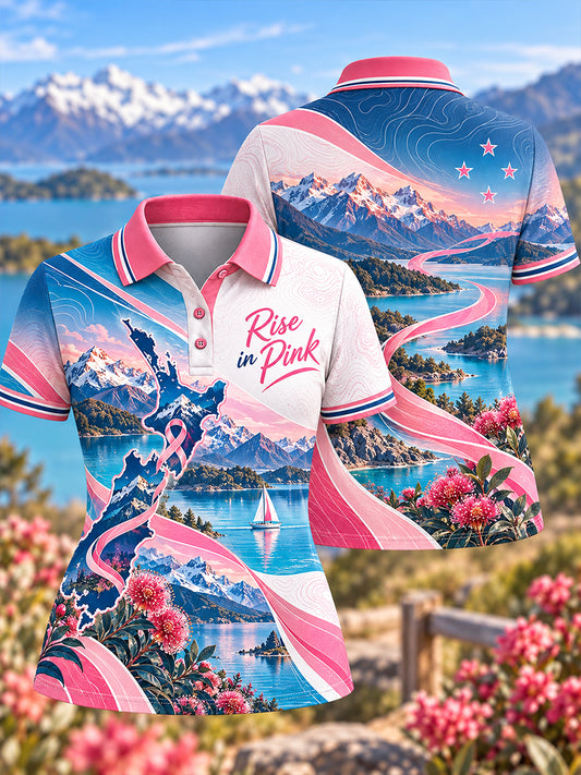 Women's Breast Cancer Awareness In New Zealand Polo T-Shirt
