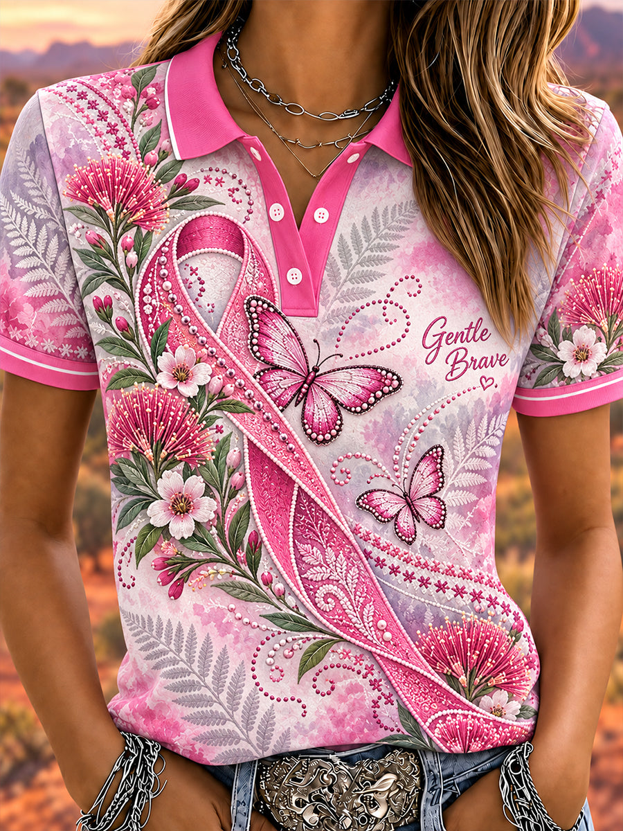 Women's Breast Cancer Awareness In New Zealand Polo T-Shirt