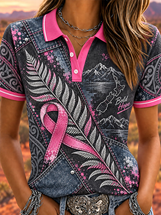 Women's Breast Cancer Awareness In New Zealand Polo T-Shirt