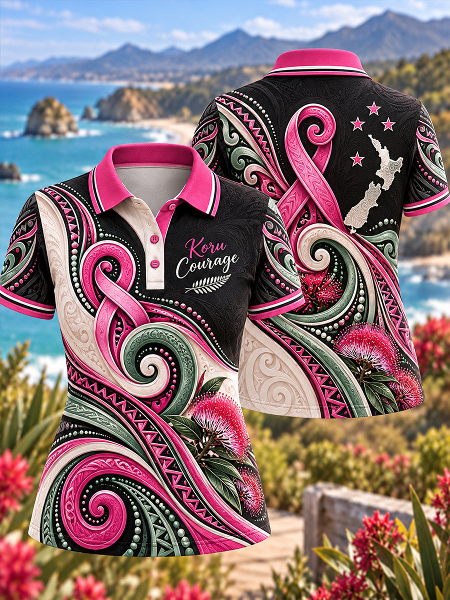 Women's Breast Cancer Awareness In New Zealand Polo T-Shirt
