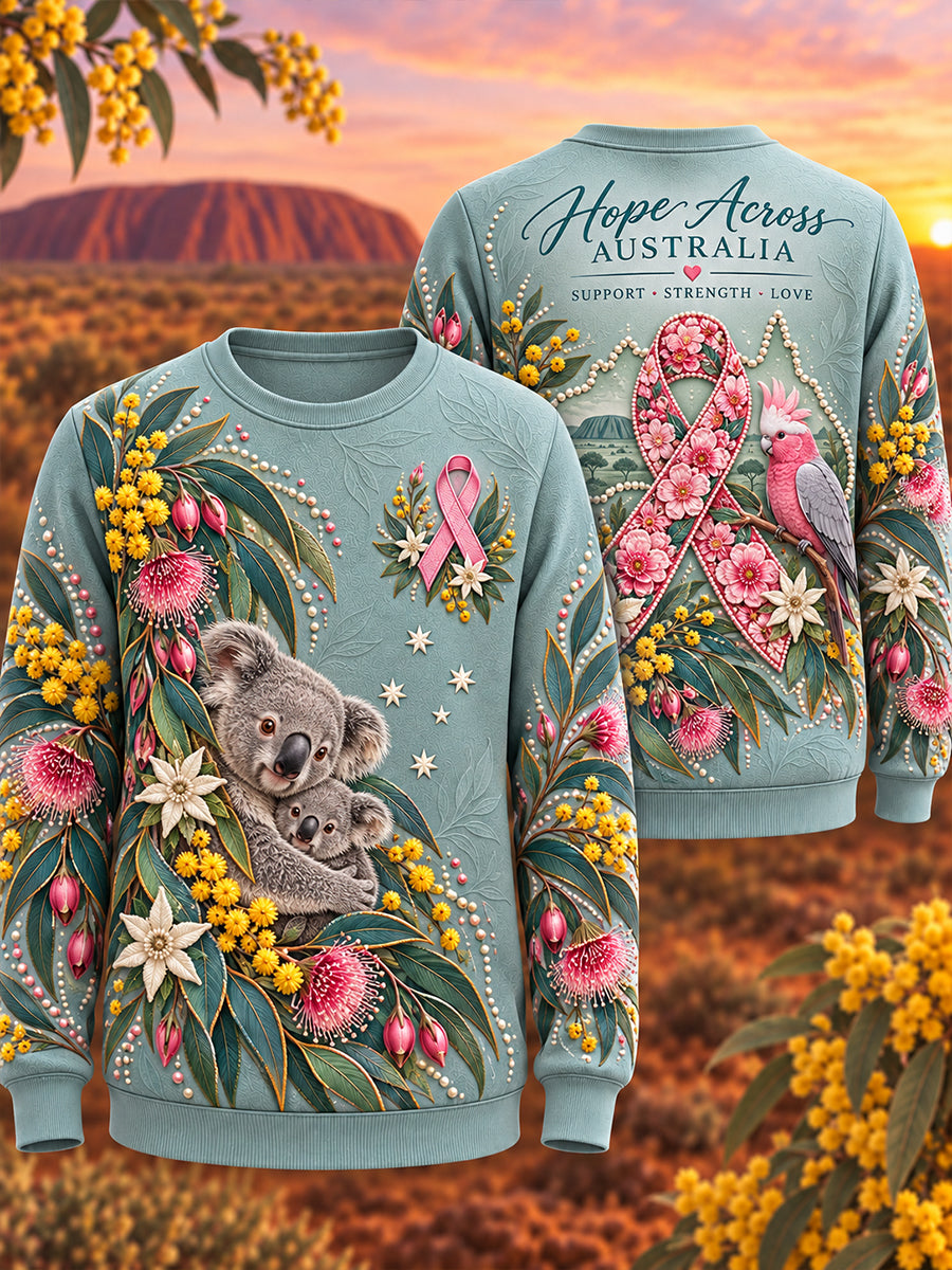 Women's Breast Cancer Awareness in Australia  Round-Neck Long-Sleeve T-Shirt