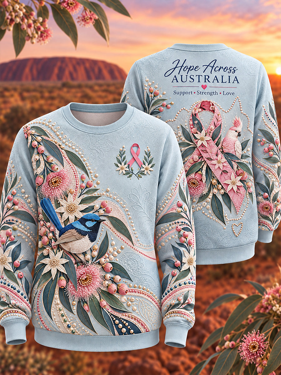 Women's Breast Cancer Awareness in Australia  Round-Neck Long-Sleeve T-Shirt