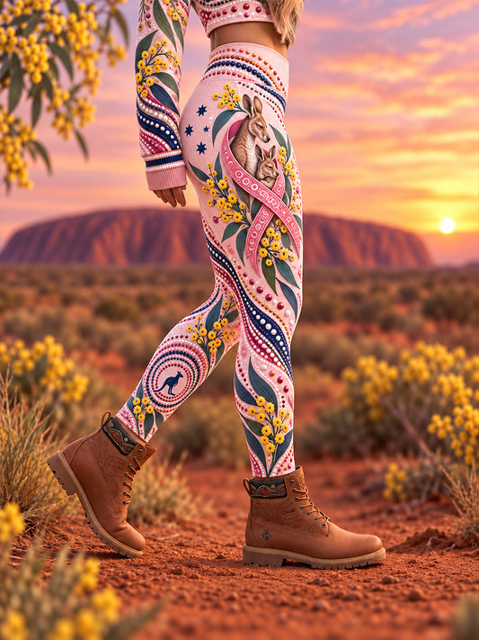 Women's Breast Cancer Awareness in Australia  High-Waisted Slim Fit Casual Leggings