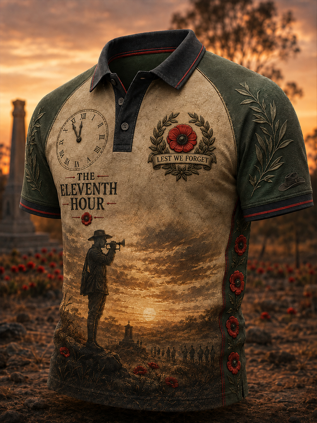Men's Australia Remembrance Day  Print Polo Shirt