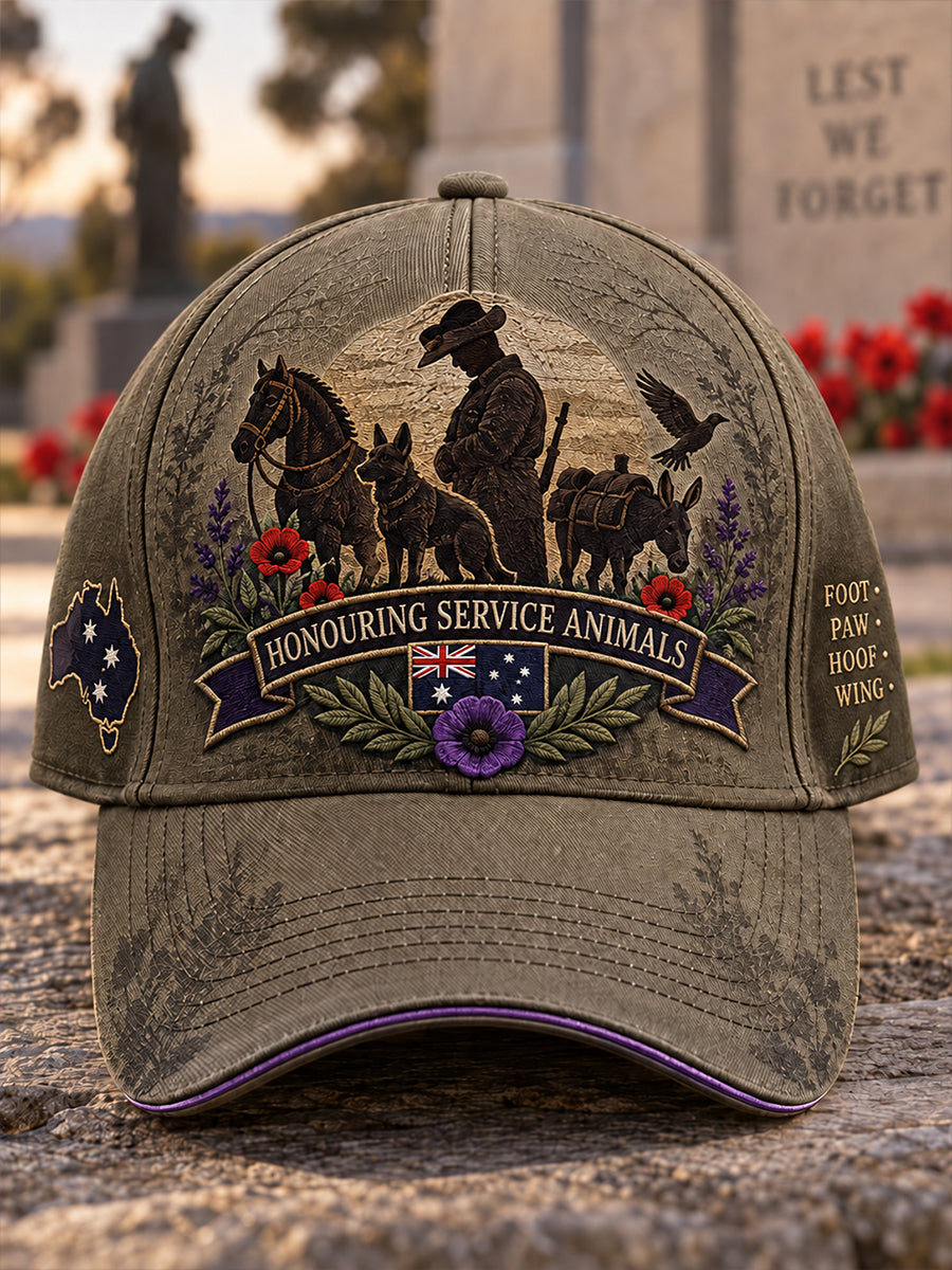 Unisex Australia Remembrance Day War Animal Memorial Hat