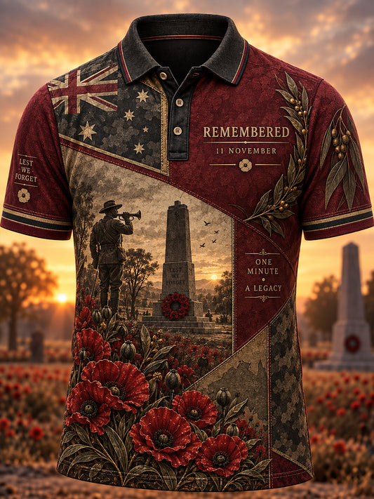 Men's Australian Veterans Remembrance Day Polo T-Shirt