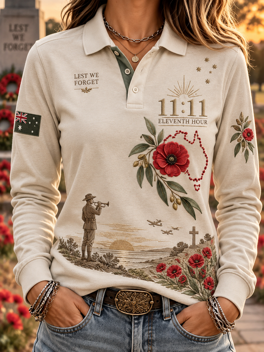 Women's Remembrance Day Long-Sleeve Polo Shirt