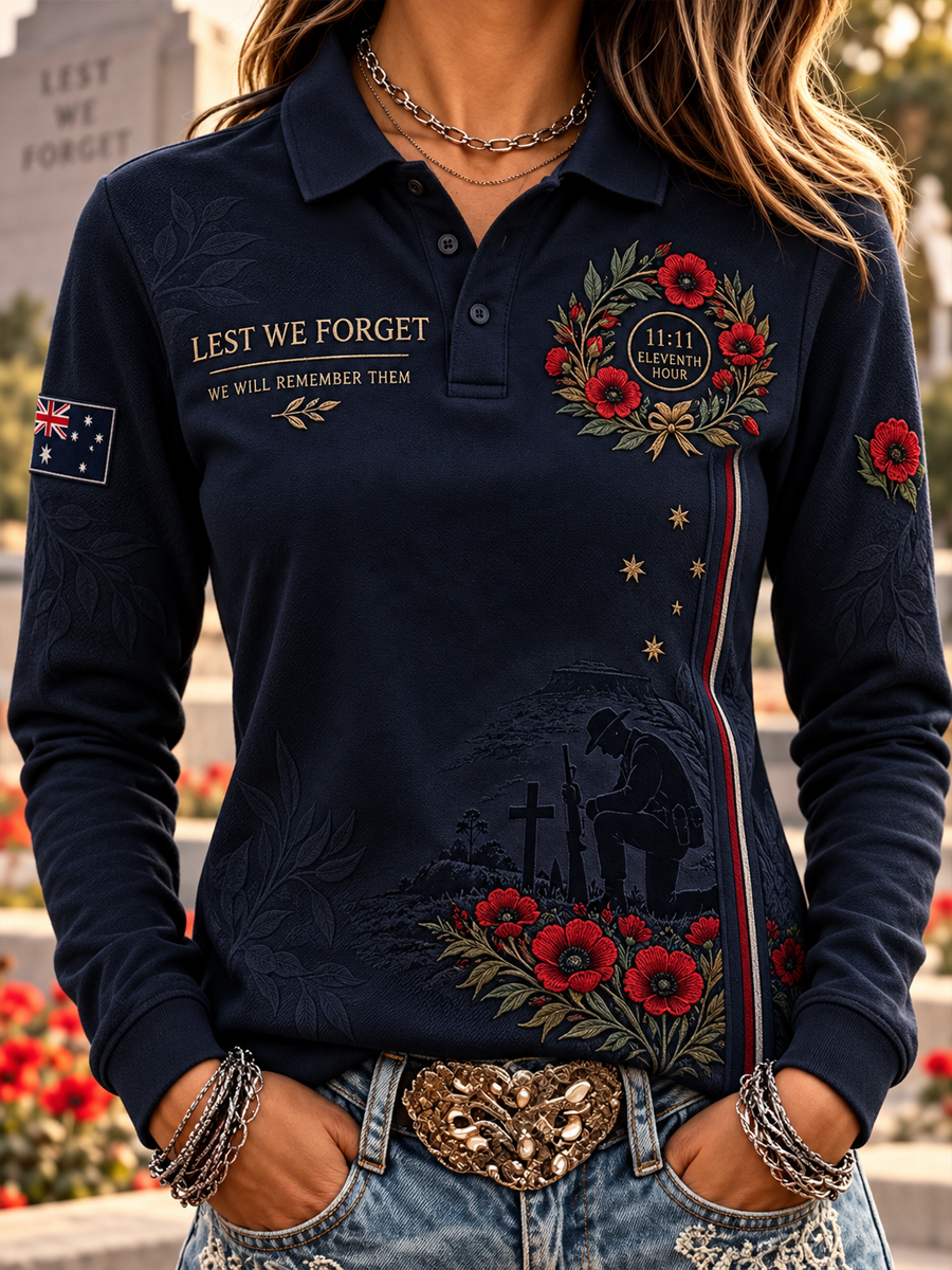 Women's Remembrance Day Long-Sleeve Polo Shirt