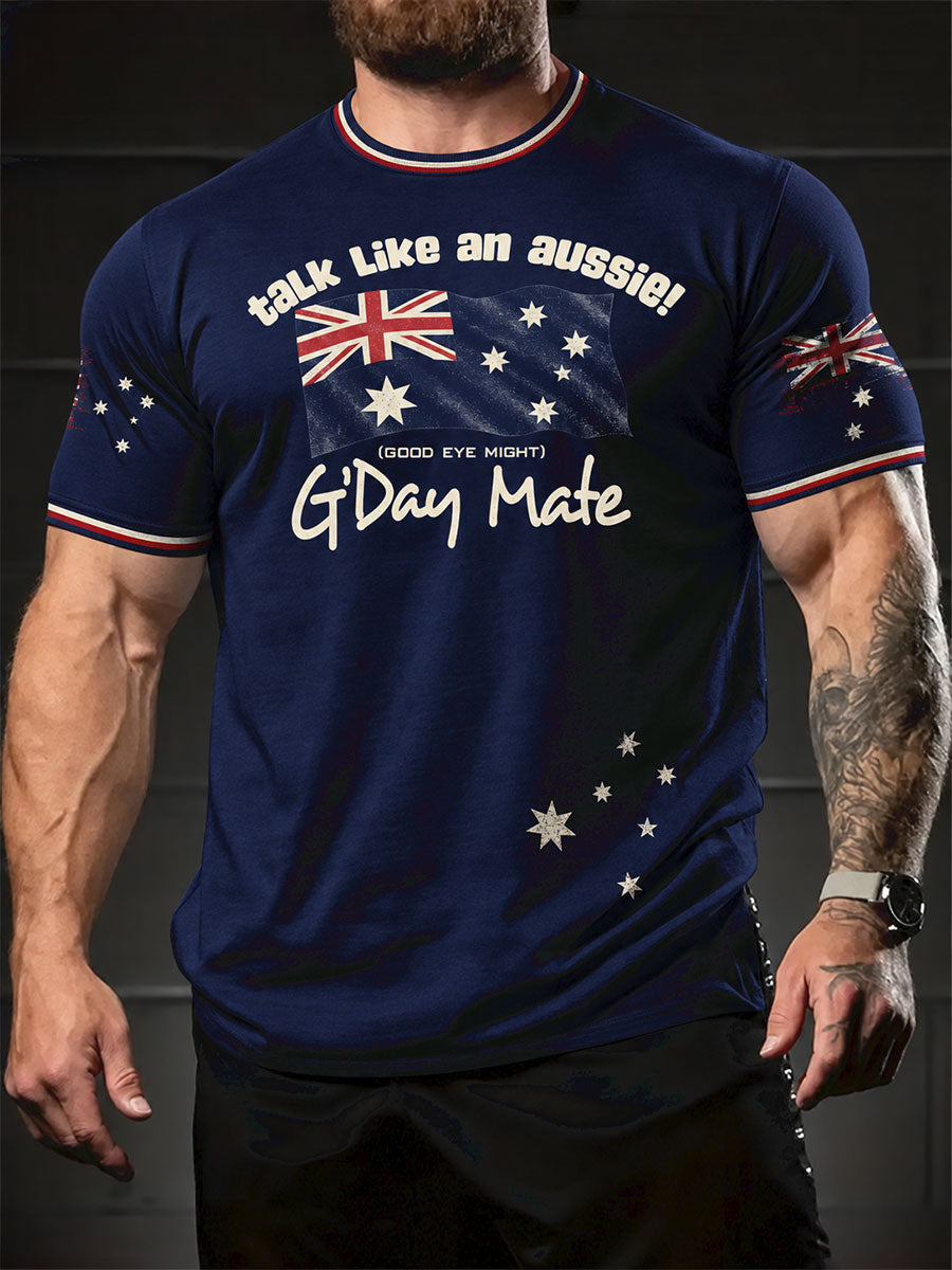 Men's Australia Day Proud Aussie Floral Art Printed t-shirt