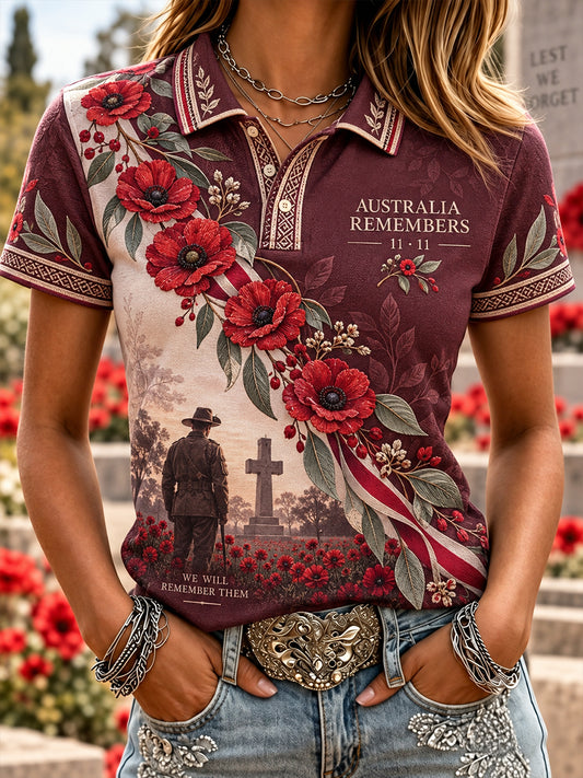 Women's Veterans Remembrance Day Polo T-Shirt