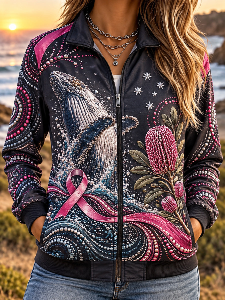 Women's Australian Breast Cancer Awareness Long-Sleeve Zip-Up Hoodie