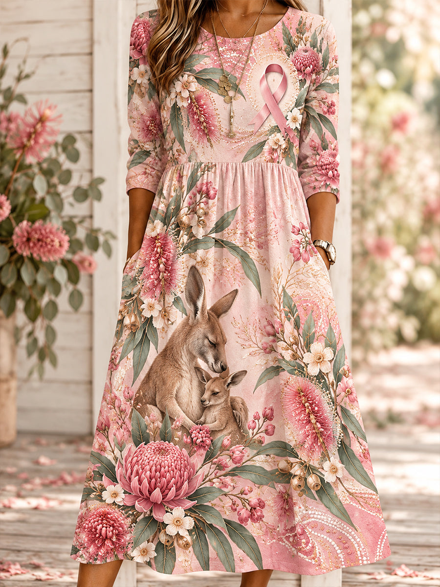 Women's Breast Cancer Awareness And Prevention In Australia  Art Printed Linen Dress