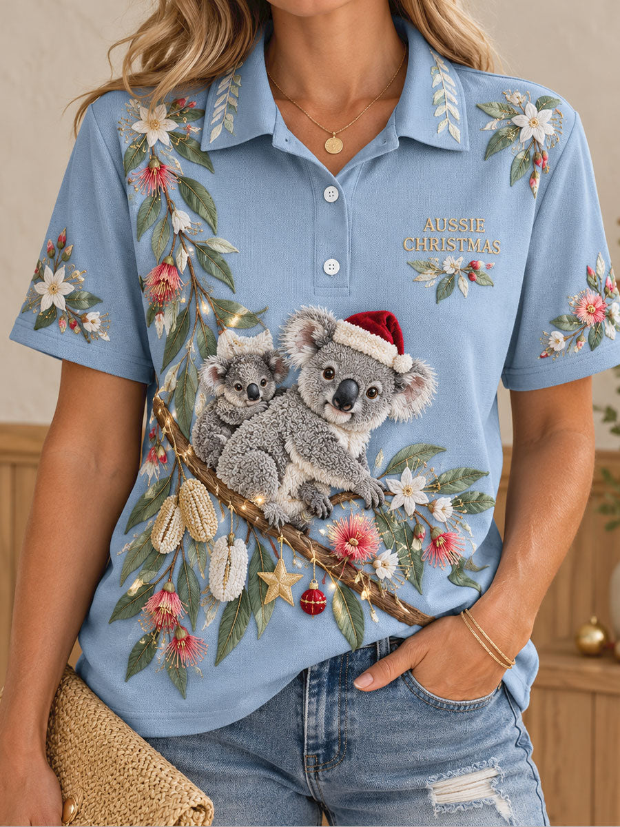 Women's AU Funny Christmas Art Printed Casual Tops