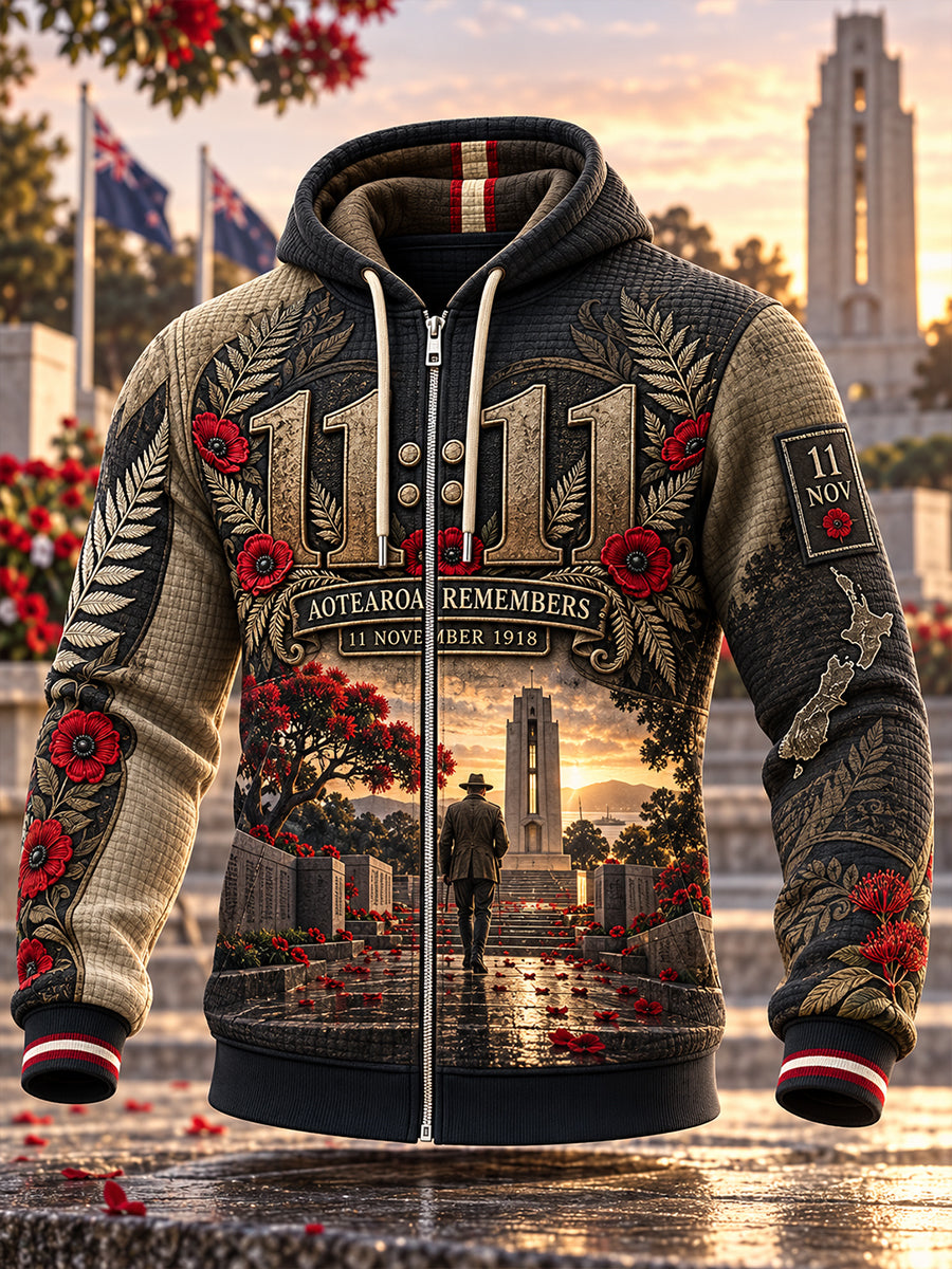Men's New Zealand Veterans Remembrance Day  Hooded Jacket
