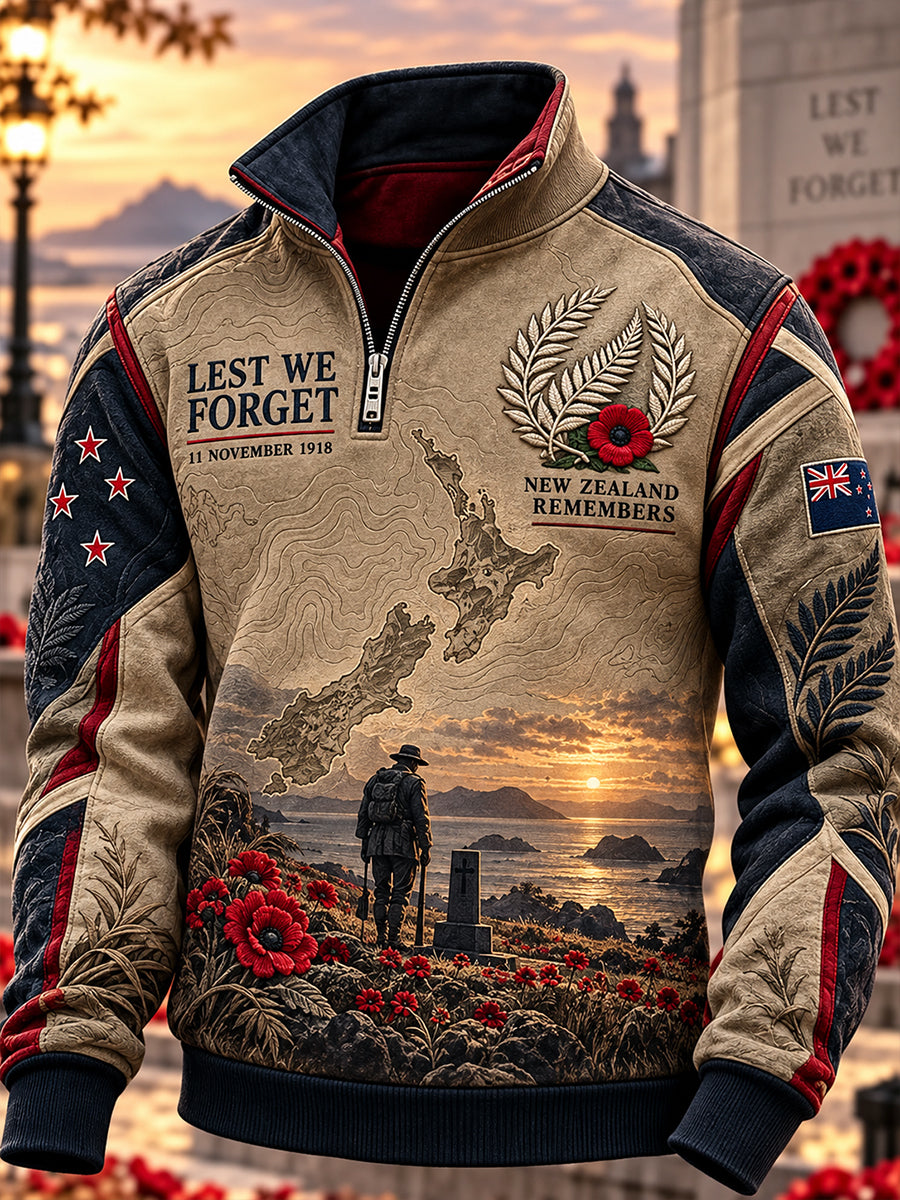Men's New Zealand Veterans Remembrance Day Half-Zip Sweatshirt