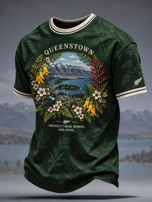 Men's  NZ Queentown Strong Art Printed T-shirt