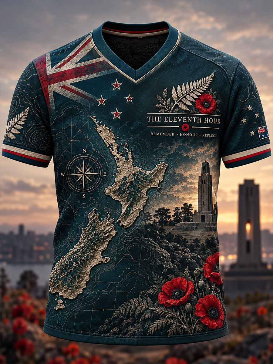 Men's New Zealand Veterans Remembrance Day V-neck T-shirt