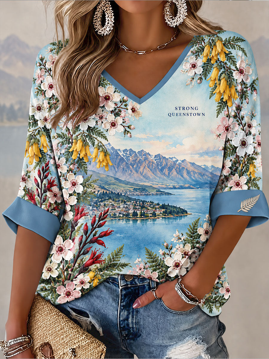 Women's NZ Queentown Strong Art Printed T-shirt