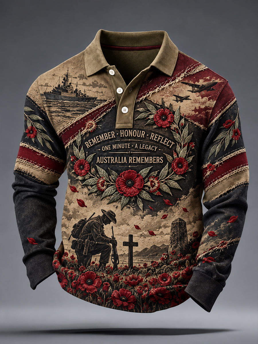 Men's Australian Veteran Remembrance Day Long Sleeve Shirt
