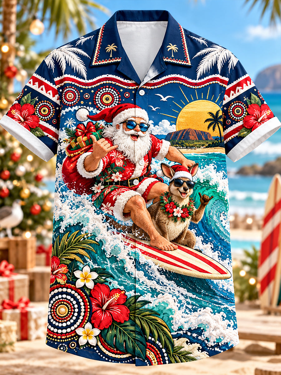 Men's Australia Christmas Art Print Short-Sleeved Shirt