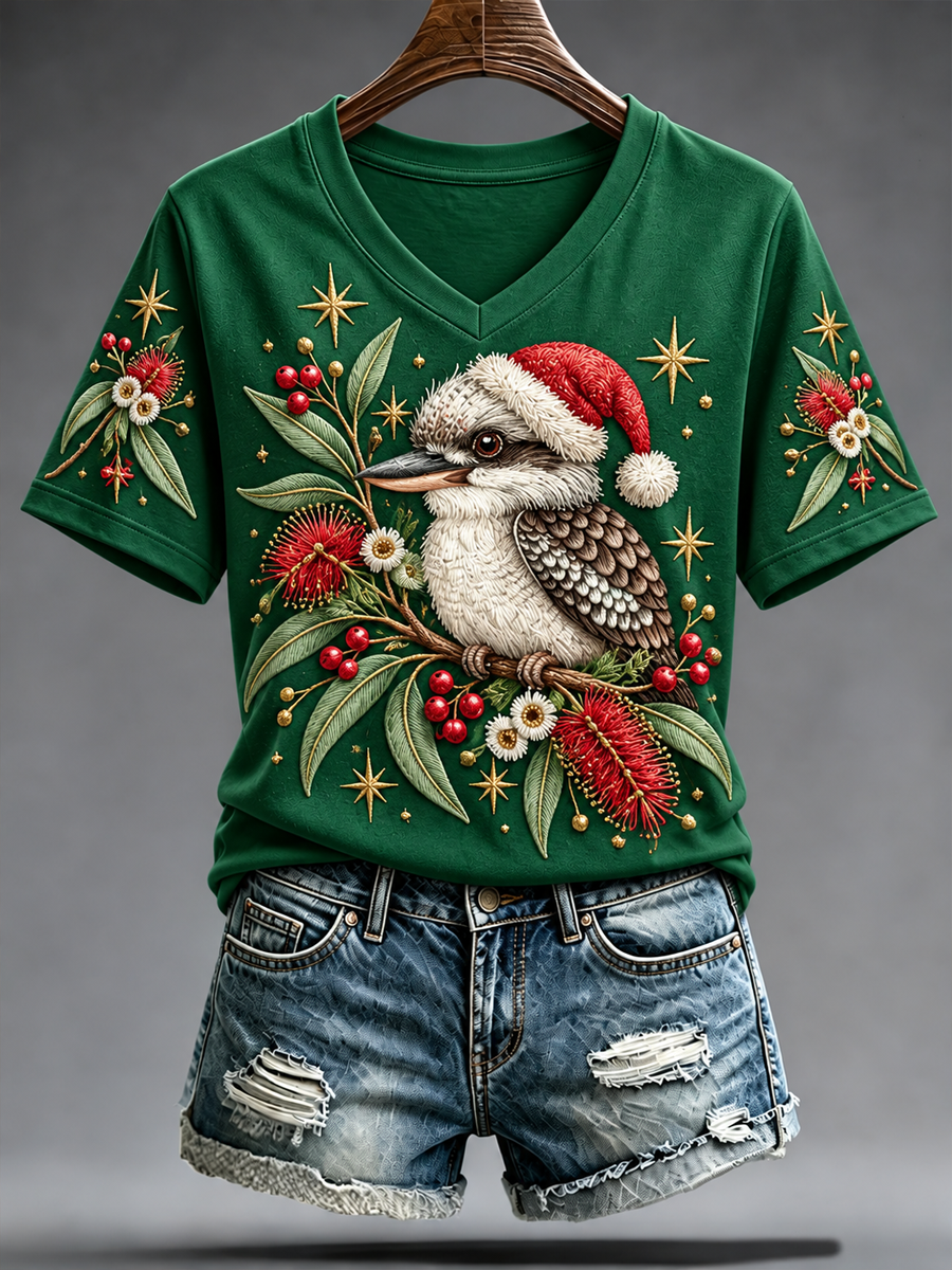 Women's Australian Christmas printed short-sleeved T-shirt