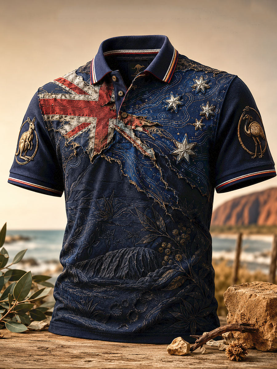 Men's Australia Day Aussie Proud Art Printed Casual Tops