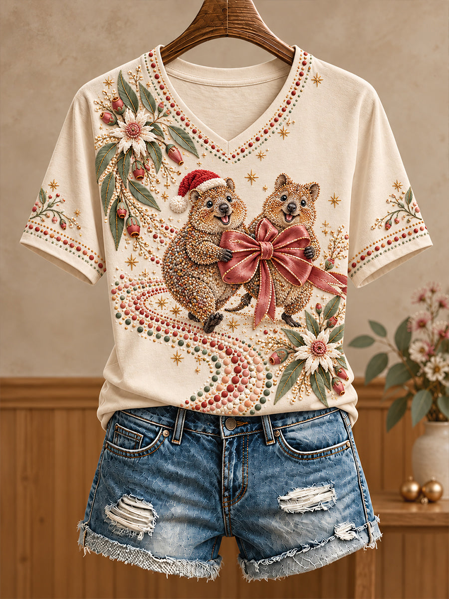 Women's AU Merry Aussie Christmas Printed T-shirt
