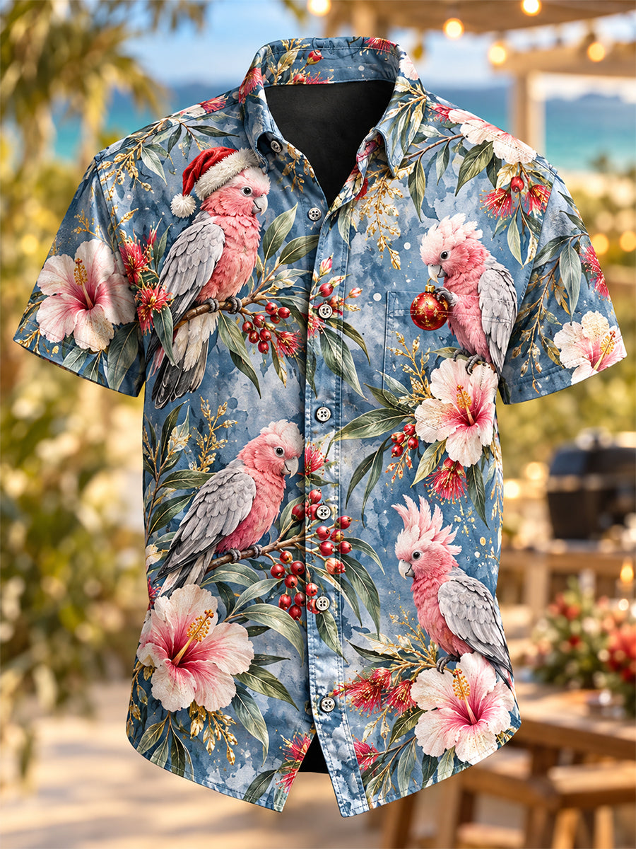 Women's Retro Australian Christmas Pocket Short-Sleeve Shirt