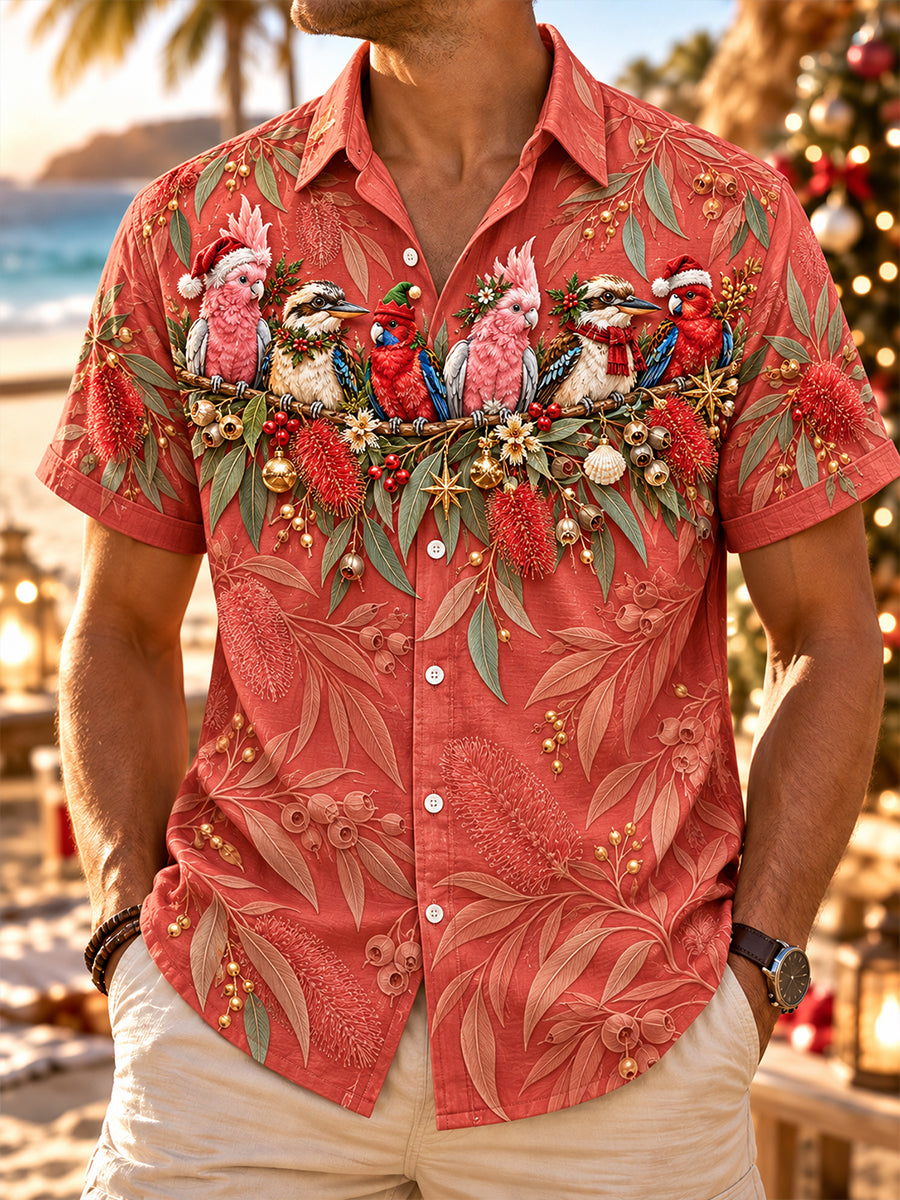 Men's Au Merry Aussie Christmas Art Print Short-Sleeved Shirt
