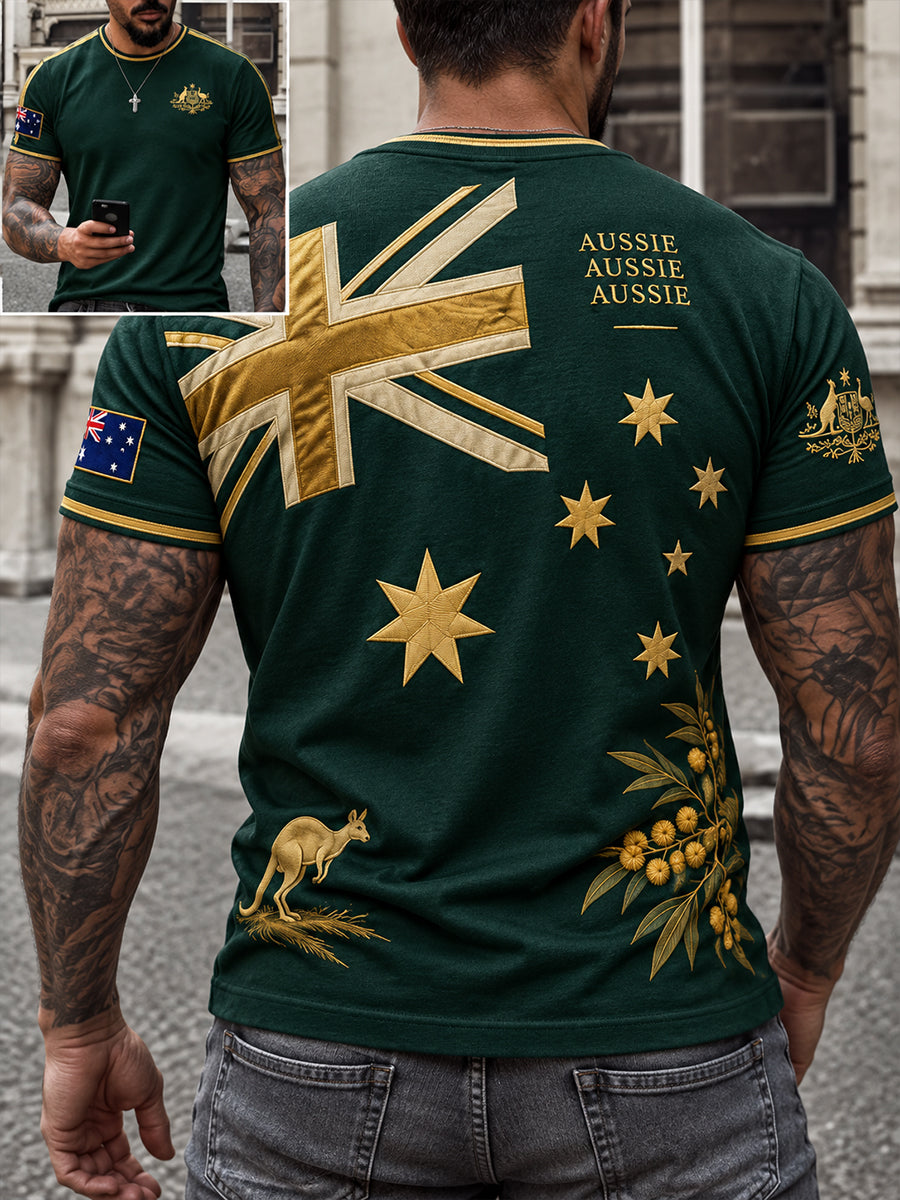 Men's Australia Day Proud Aussie Art Printed T-shirt