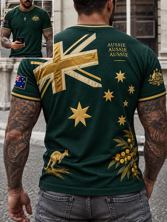 Men's Australia Day Proud Aussie Art Printed T-shirt