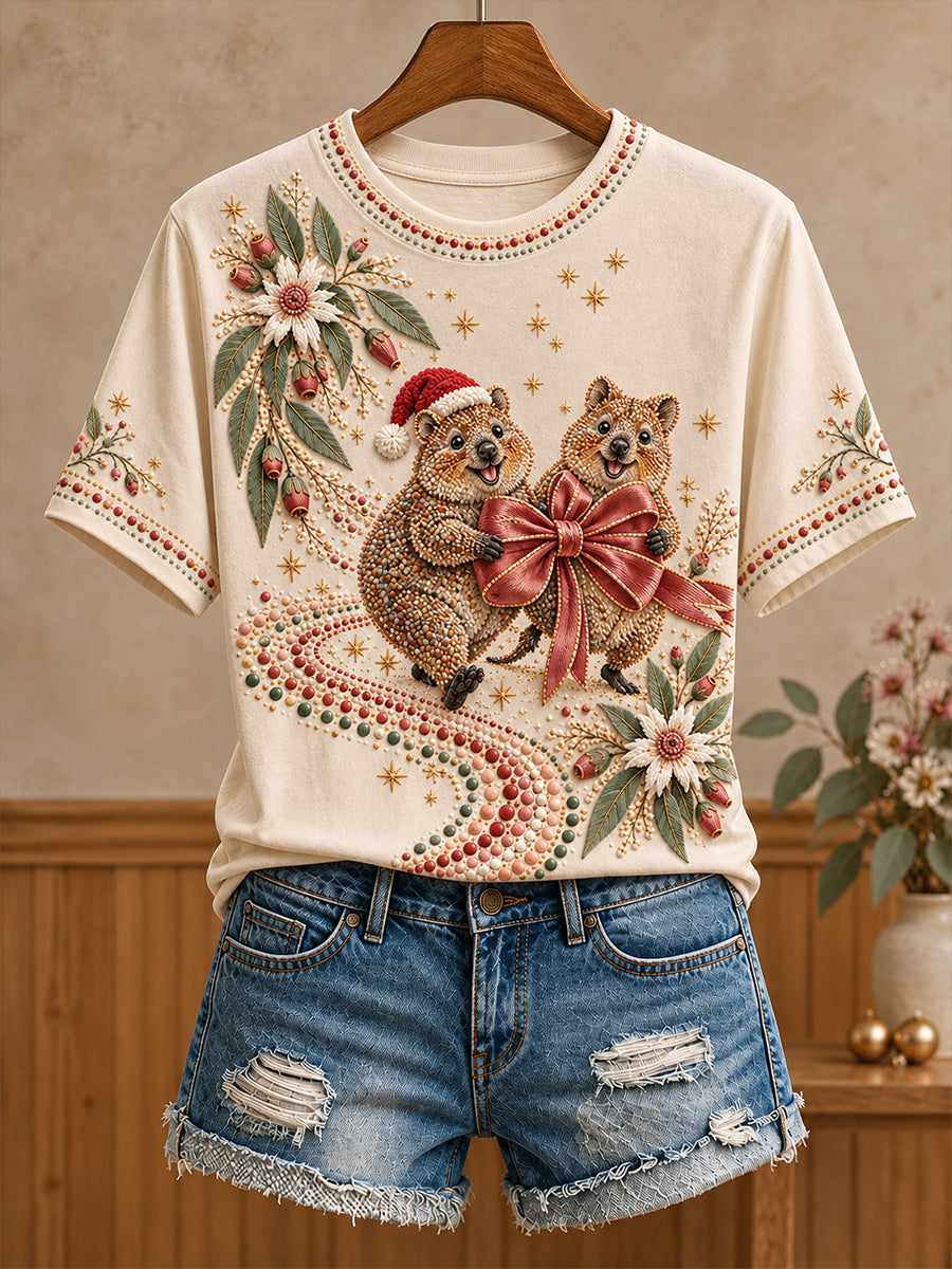 Women's AU Christmas Aboriginal Culture Art Printed T-shirt