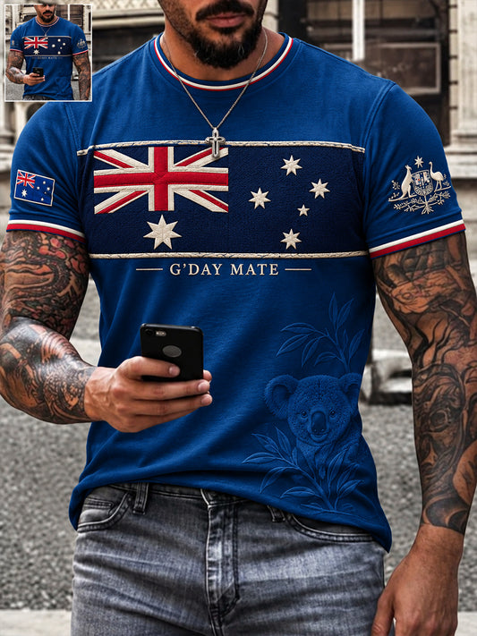 Men's Australia Day Proud Aussie Art Printed T-shirt