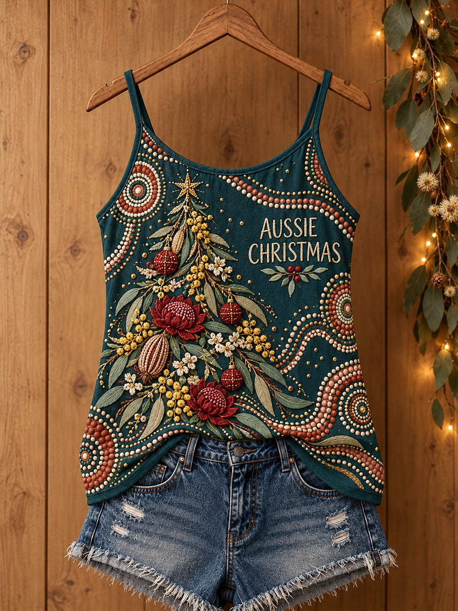 Women's AU Christmas Aboriginal Culture Art Printed Tank Tops