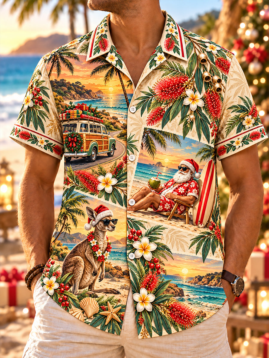 Men's Christmas In Australia Art Print Short-Sleeved Shirt
