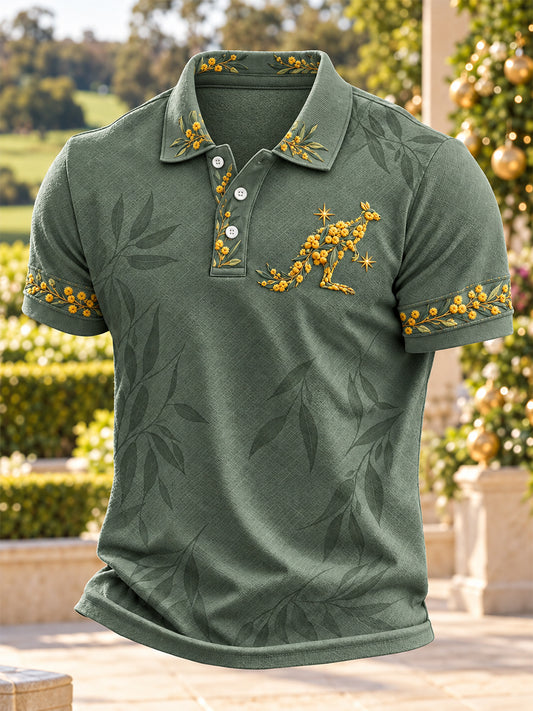Men's Australian Christmas Print Casual Polo Shirt