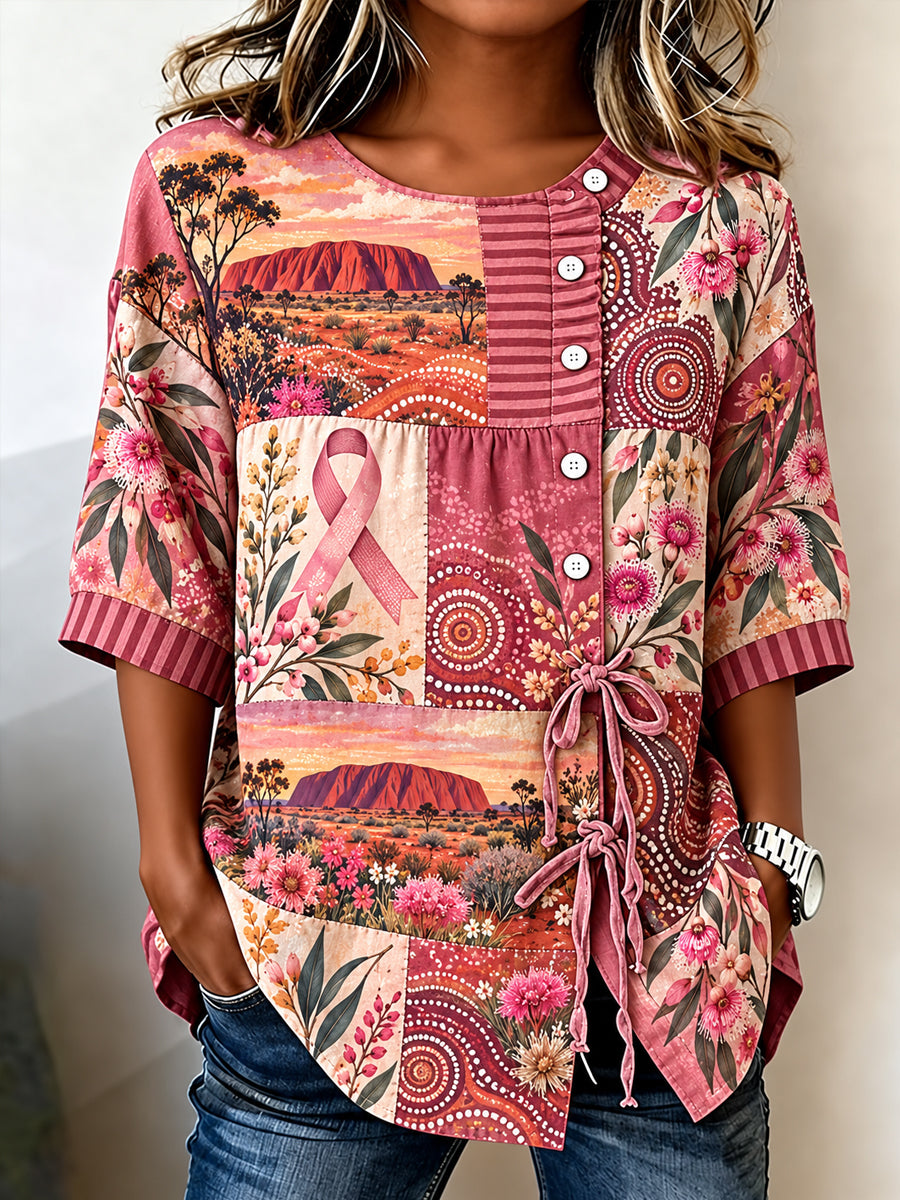 Women's Breast Cancer Awareness In Australia Print Short-Sleeved T-Shirt