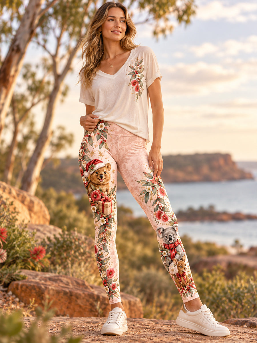 Women's Christmas In Australia  High-Waisted Slim Fit Casual Leggings