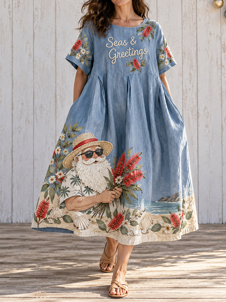 Women's AU Christmas Art Printed Dresses