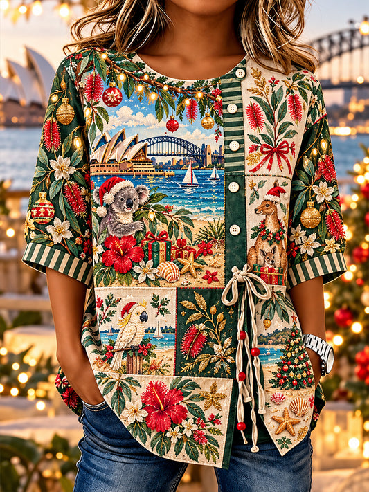 Women's Christmas In Australia Print Short-Sleeved T-Shirt