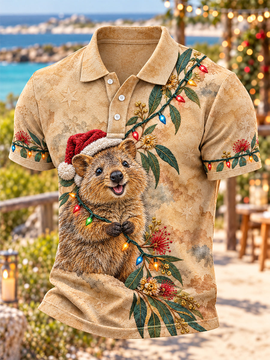 Men's Retro Australian Christmas Polo Shirt