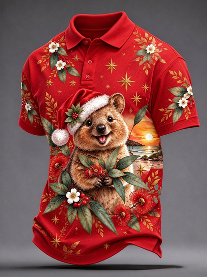 Men's Australian Christmas printed polo shirt