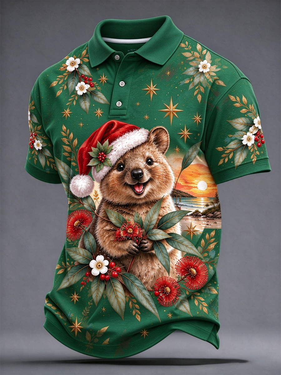 Men's Australian Christmas printed polo shirt