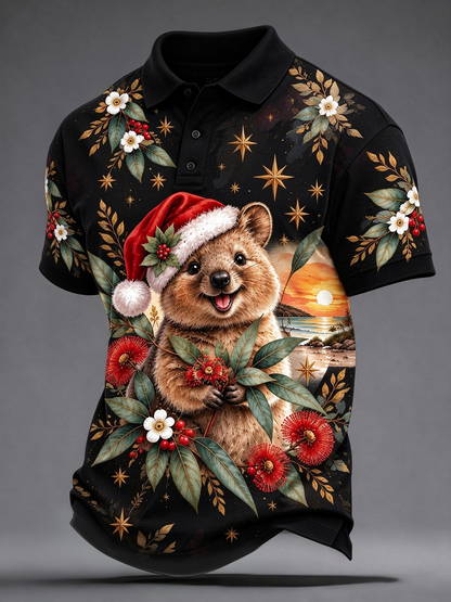 Men's Australian Christmas printed polo shirt