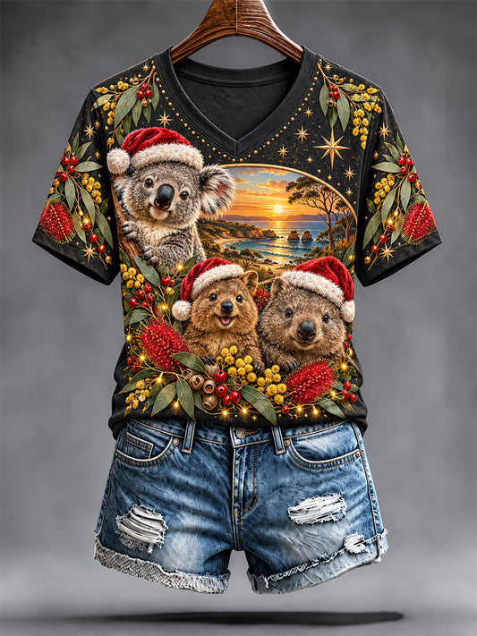 Women's Retro Australian Christmas Short-Sleeve T-Shirt