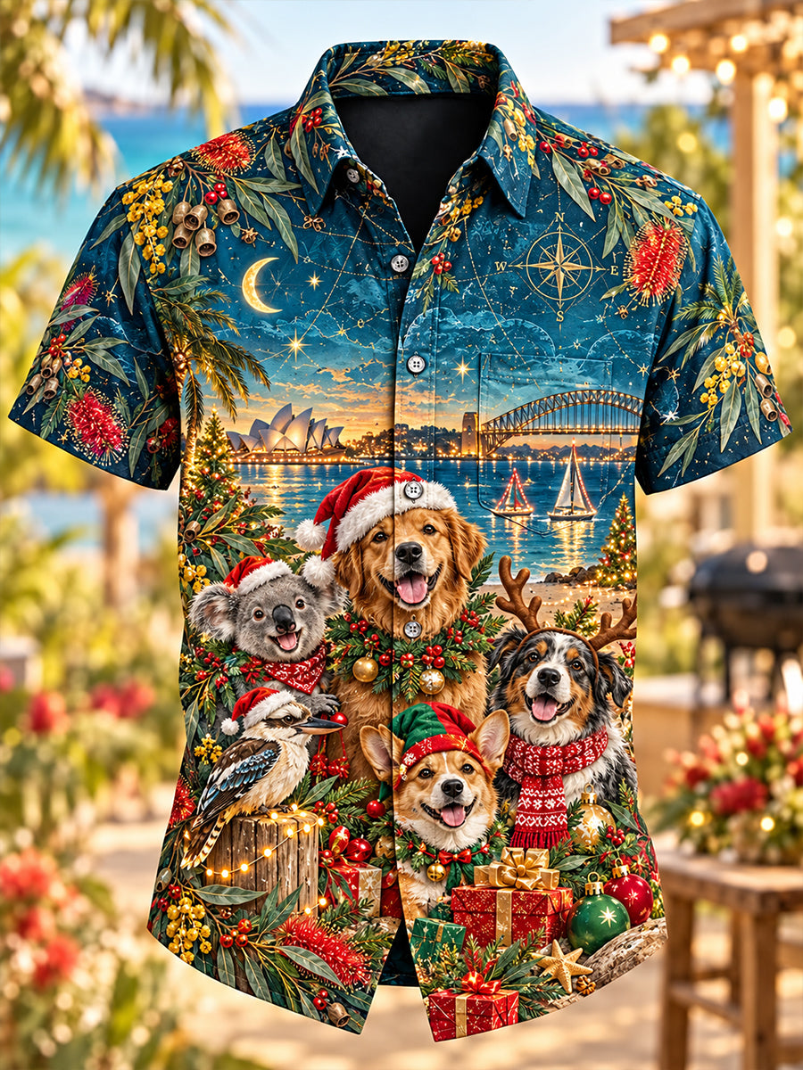 Men's  Christmas In Australia  Art Print Short-Sleeved Shirt